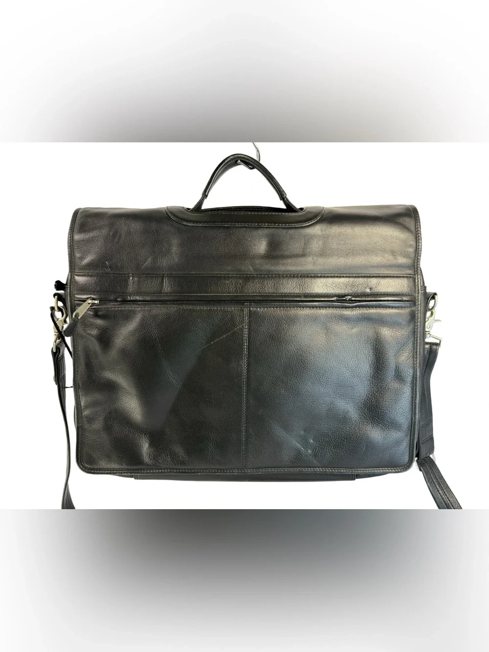 ILI Black Leather Briefcase Messenger Bag - Men